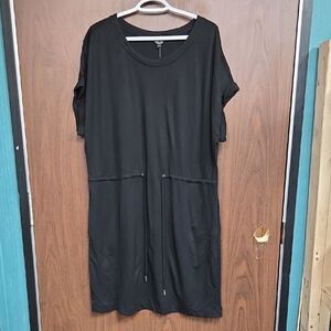 Rachel Rachel Roy Size XL Black Knee Length T-Shirt Dress